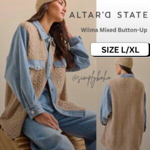 NEW - ALTAR'D STATE Women's Wilma Mixed Button-Up - SIZE L/XL